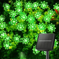 Solar Lotus Flower String Lights - Double Layer Cherry Blossom Fairy Lights - 12m 100lds (Lotus green)