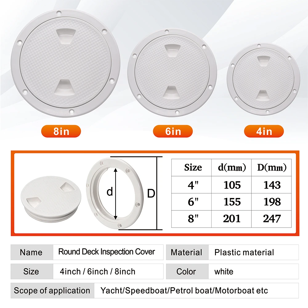 4 6 8 inch ABS Round Deck Inspection Access Hatch Cover Plastic Boat Deck Inspection Plate For Boat Yacht Marine marine accessories marine hardware