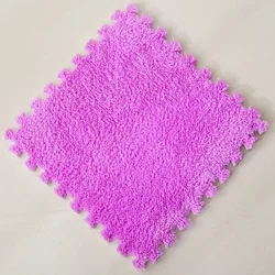 Soft Plush Kids Play Mat - 30*30CM Warm Interlocking Puzzle Rug - 20Pcs (Purple)
