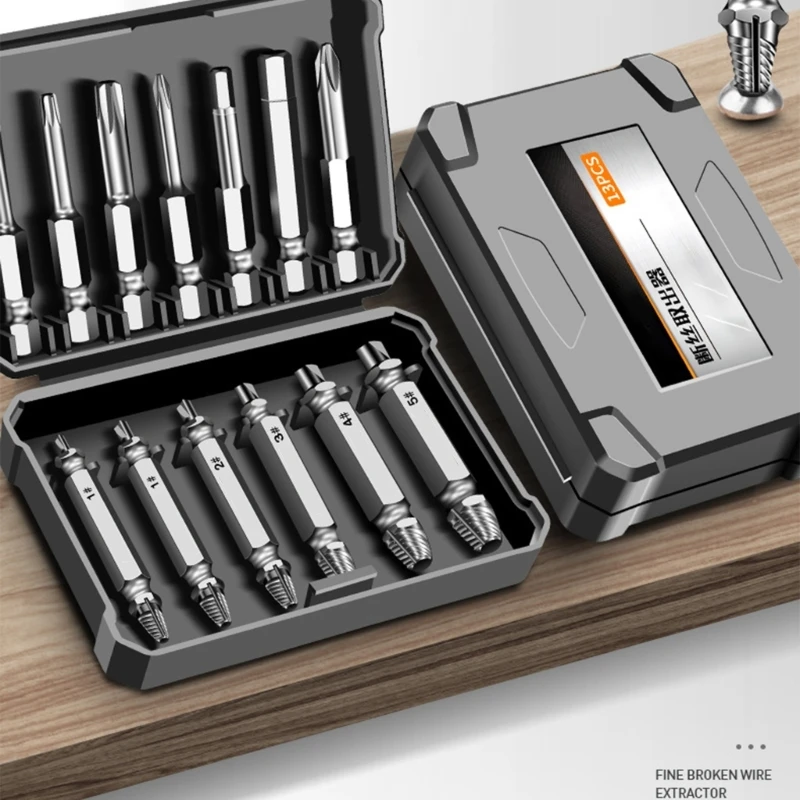 

13pcs Remover Screw Extractor Screw Remover Drill Bits with Shank and Spanners for Broken /Damaged