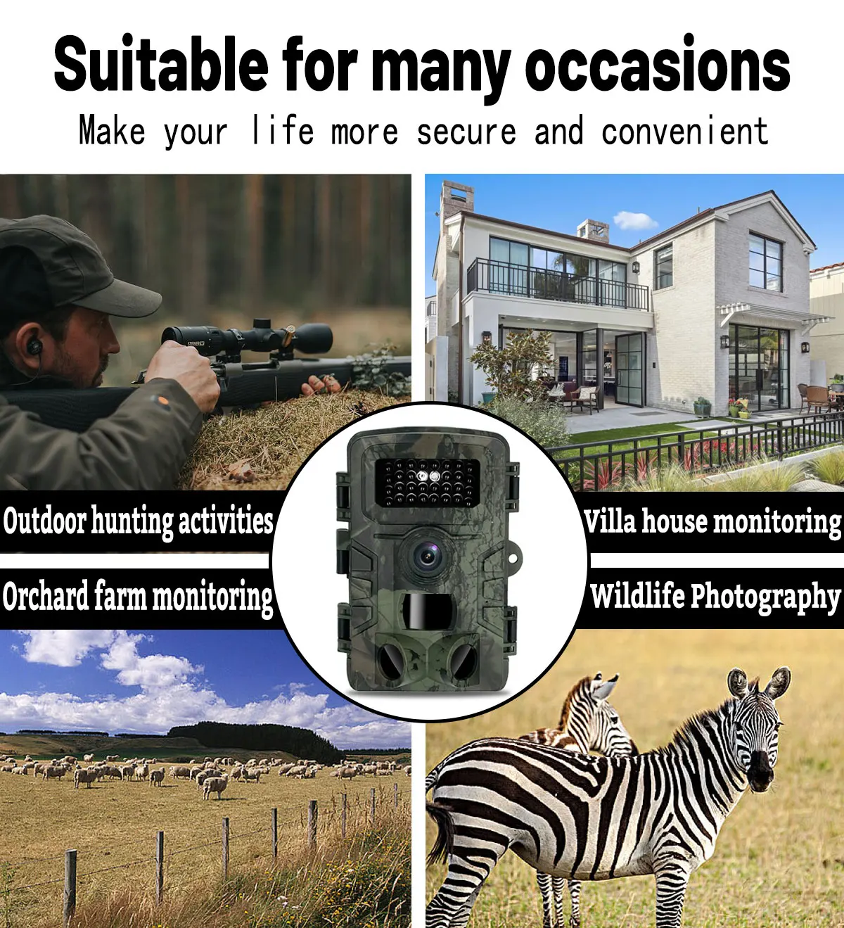 Hunting Trail Camera Trail Camera Trail Camera with Night Vision 36MP 1080P HD IP66 Waterproof for Outdoor Wildlife Hunting Infrared Surveillance Motion Trigger