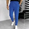 2024 Spring and Fall men's Waffle Leisure sports solid color pants trend fashion high quality drawstring small leg pants 6