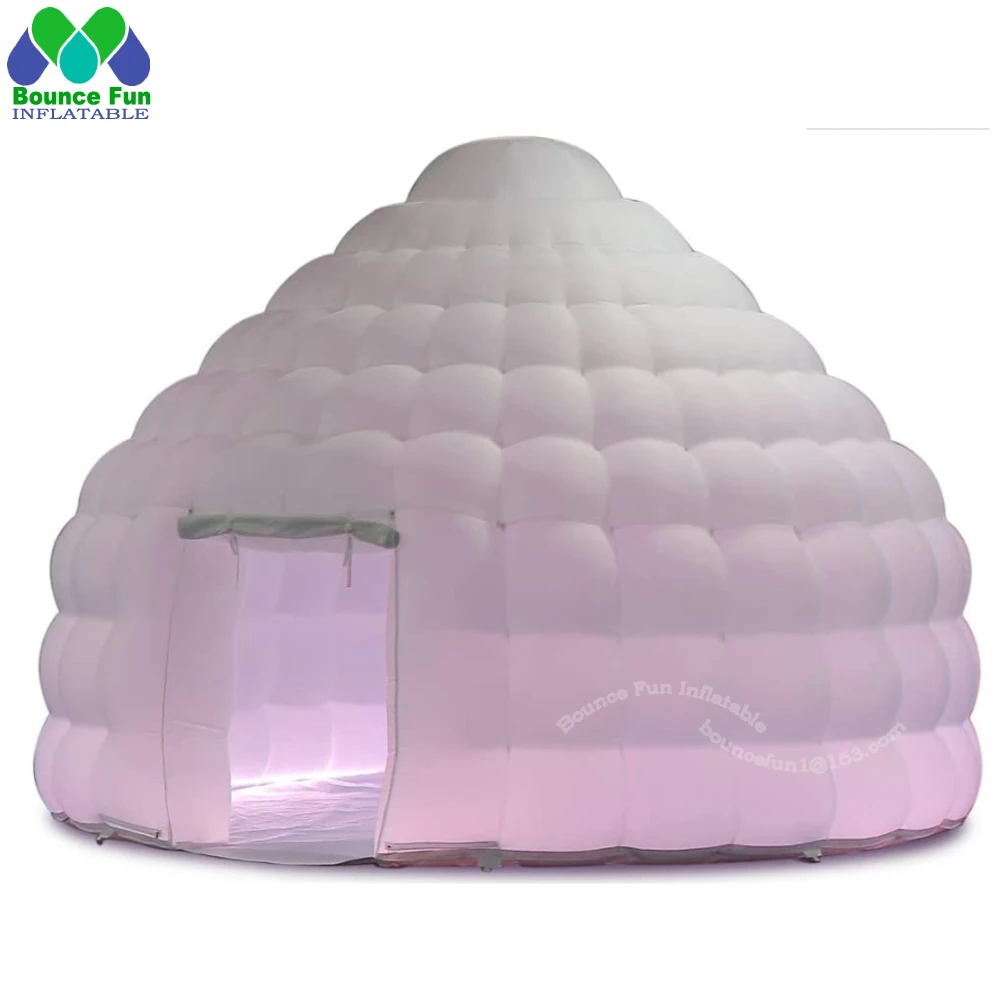 Изысканная белая надувная купольная палатка Igloo 4M diax3.16mh со светильник кой