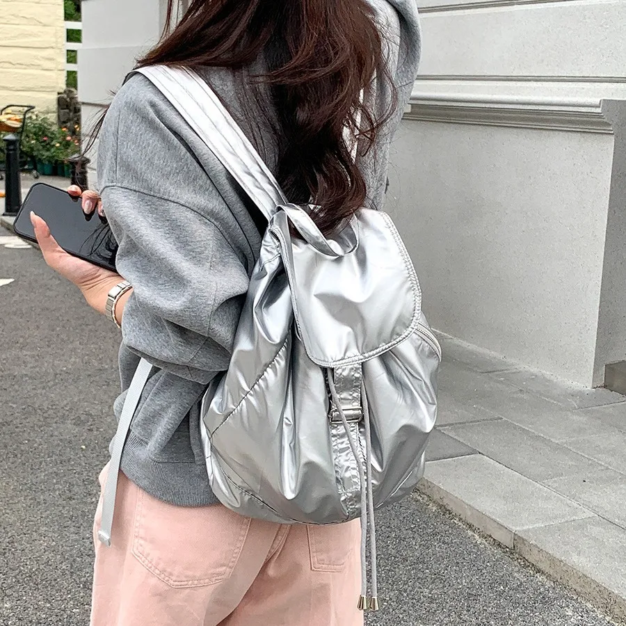 ☆【LOW CLASSIC】☆DRAWSTRING PADDED BACKPAC.K - SILVER☆ LOW CLASSIC
