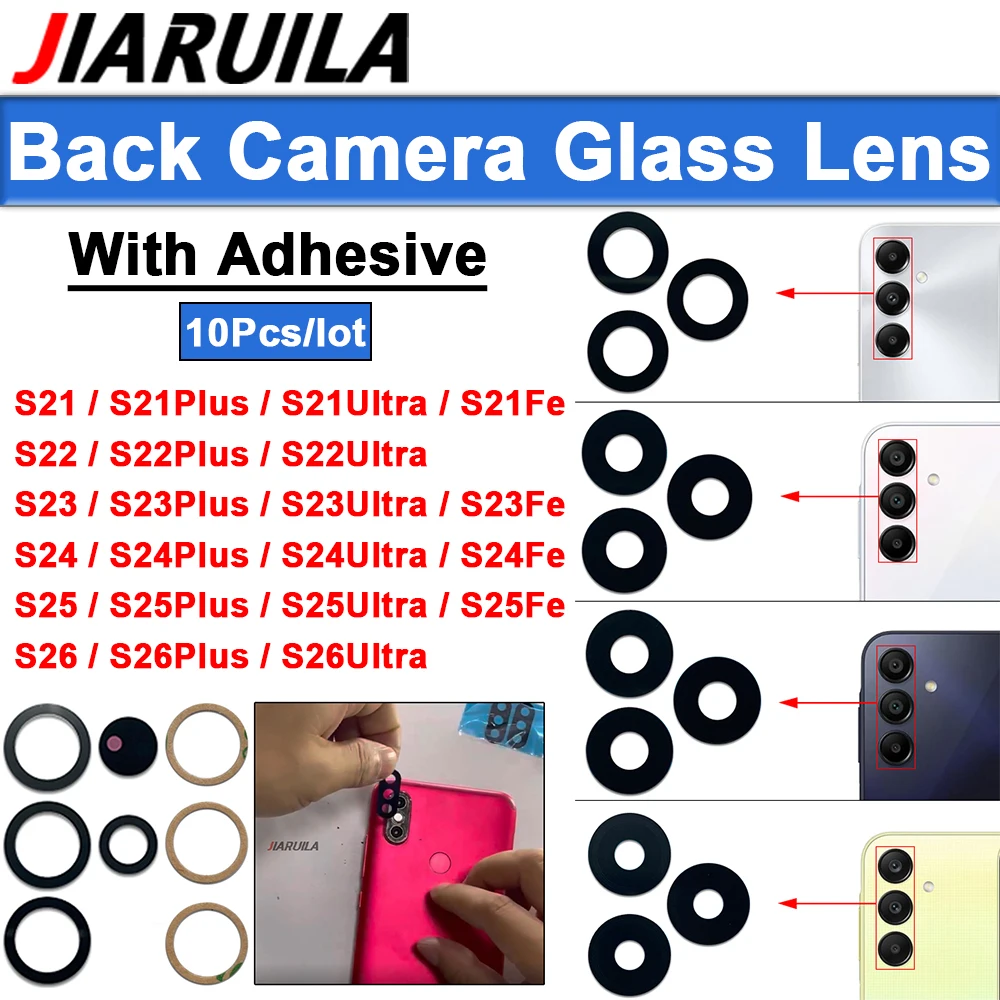 10-Pack Enhanced Back Camera Glass Lens with Adhesive