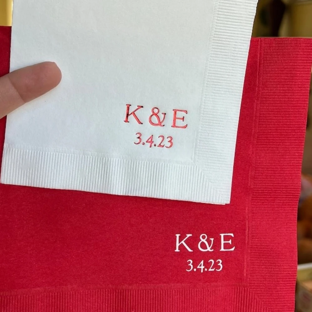 

50pcs Personalized Napkins Wedding Personalized Cocktail Beverage Paper Anniversary Party Monogram Custom Luncheon Guest Towels