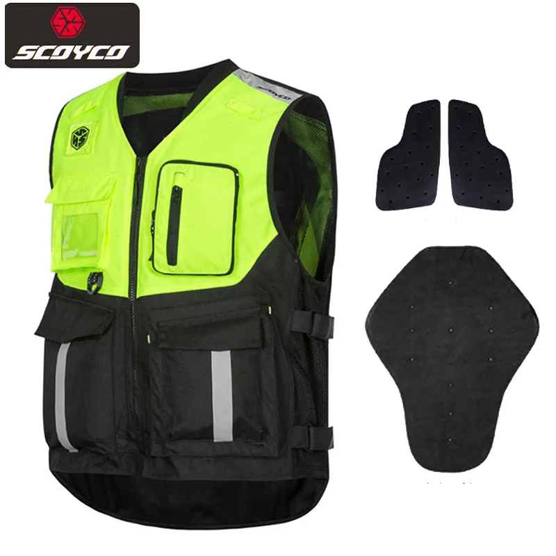 SCOYCO Motorcycle Cycling Reflective Vest Rider Clothes Men's Moto Racing Equipment Waistcoat Anti Fall Breathable CE Protective