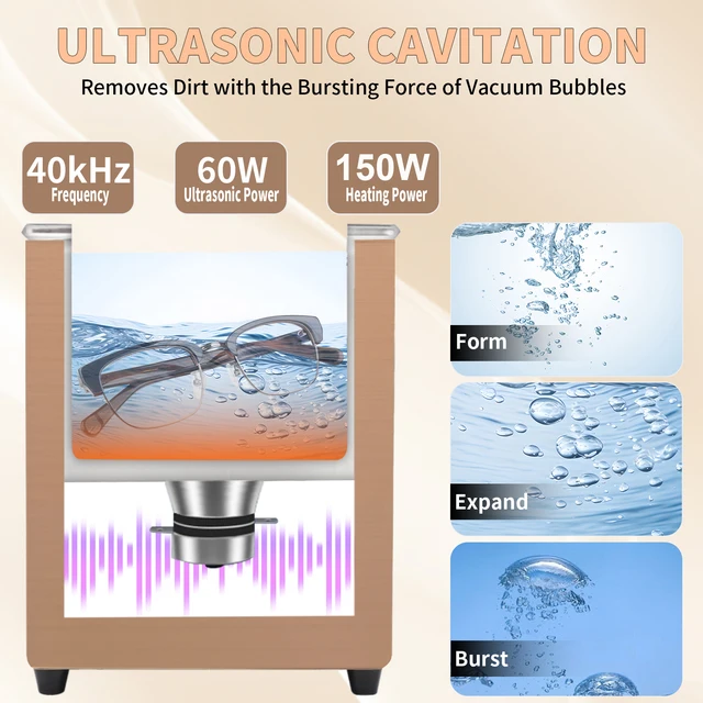 เครื่องทําความสะอาดอัลตราโซนิก 40kHz, ถังอัลตราโซนิก 2 ลิตร, เครื่องทําความสะอาดเครื่องประดับ, แว่นตา, เหรียญ, นาฬิกา, ตัวกรองเครื่องกาแฟ, โซ่จักรยาน, ชิ้นส่วนขนาดเล็ก ฯลฯ 4