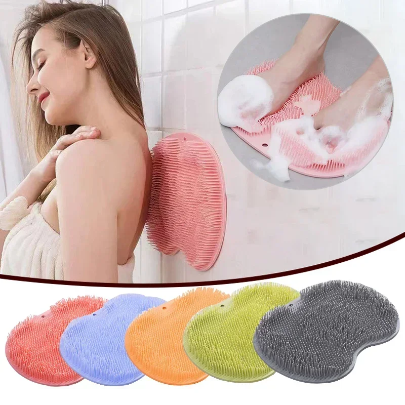 

Silicone Exfoliating Shower Massage Scraper Non-Slip Bath Scrub Pad Foot Wash Brush Bathroom Tool Mat Rub Back Sucker Brushes