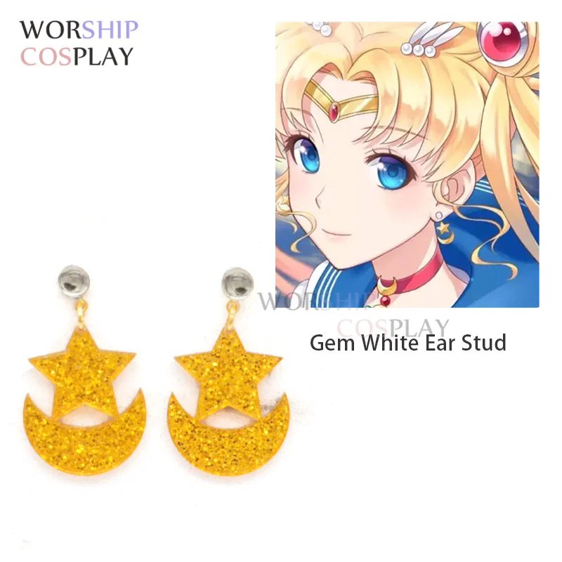 Sailor Moon Tsukino Usagi Cosplay Earrings Tiara Red Ear Stud Ear Clip Cosplay Accesseries Cos Prop For pierced ears