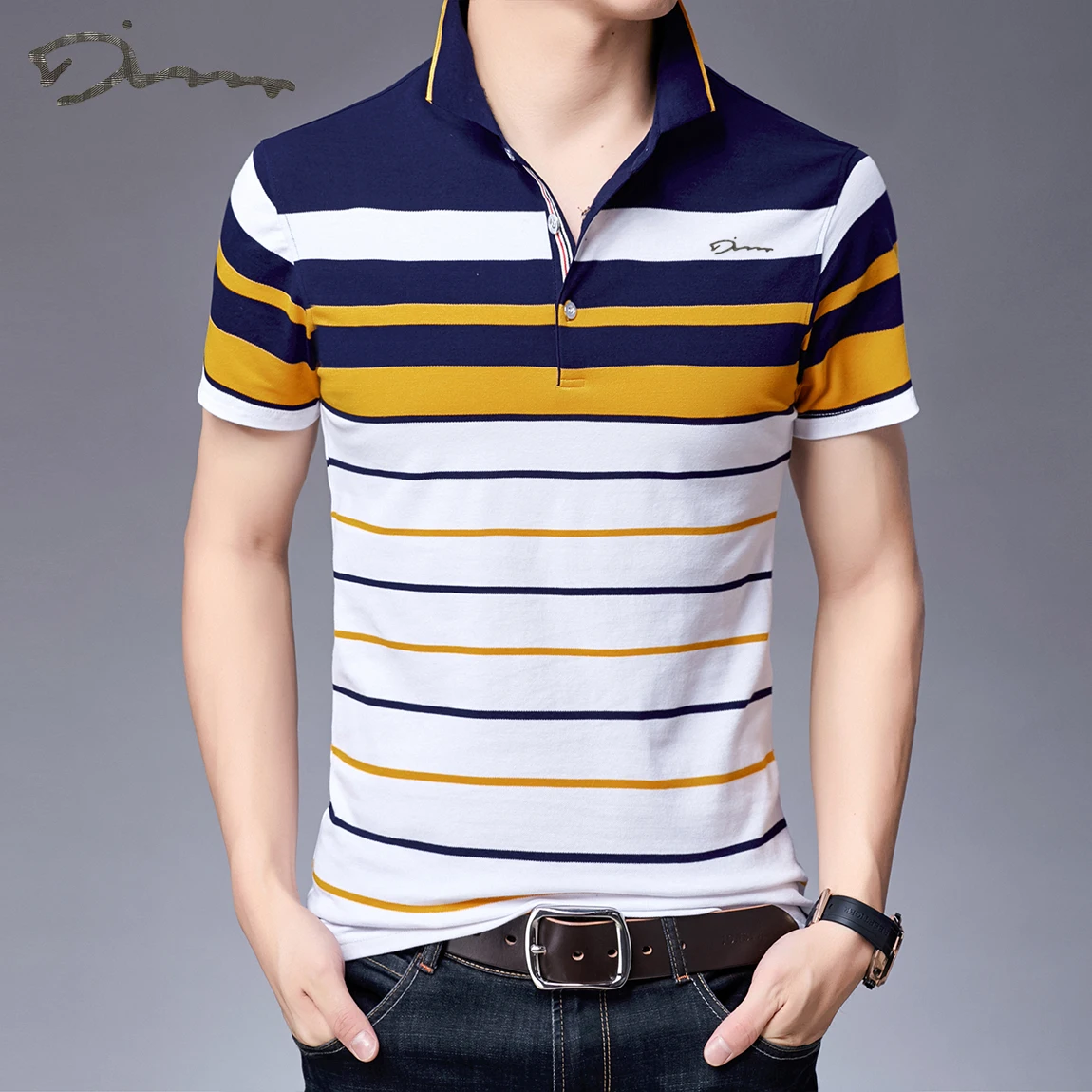 Brand Embroidery Men's Cotton Polo Shirts Classics 2024 Summer Striped Button Clothing Business Streetwear Short Sleeved T-shirt 12 S664a2b60b287478b9b4f91965c0a289dJ