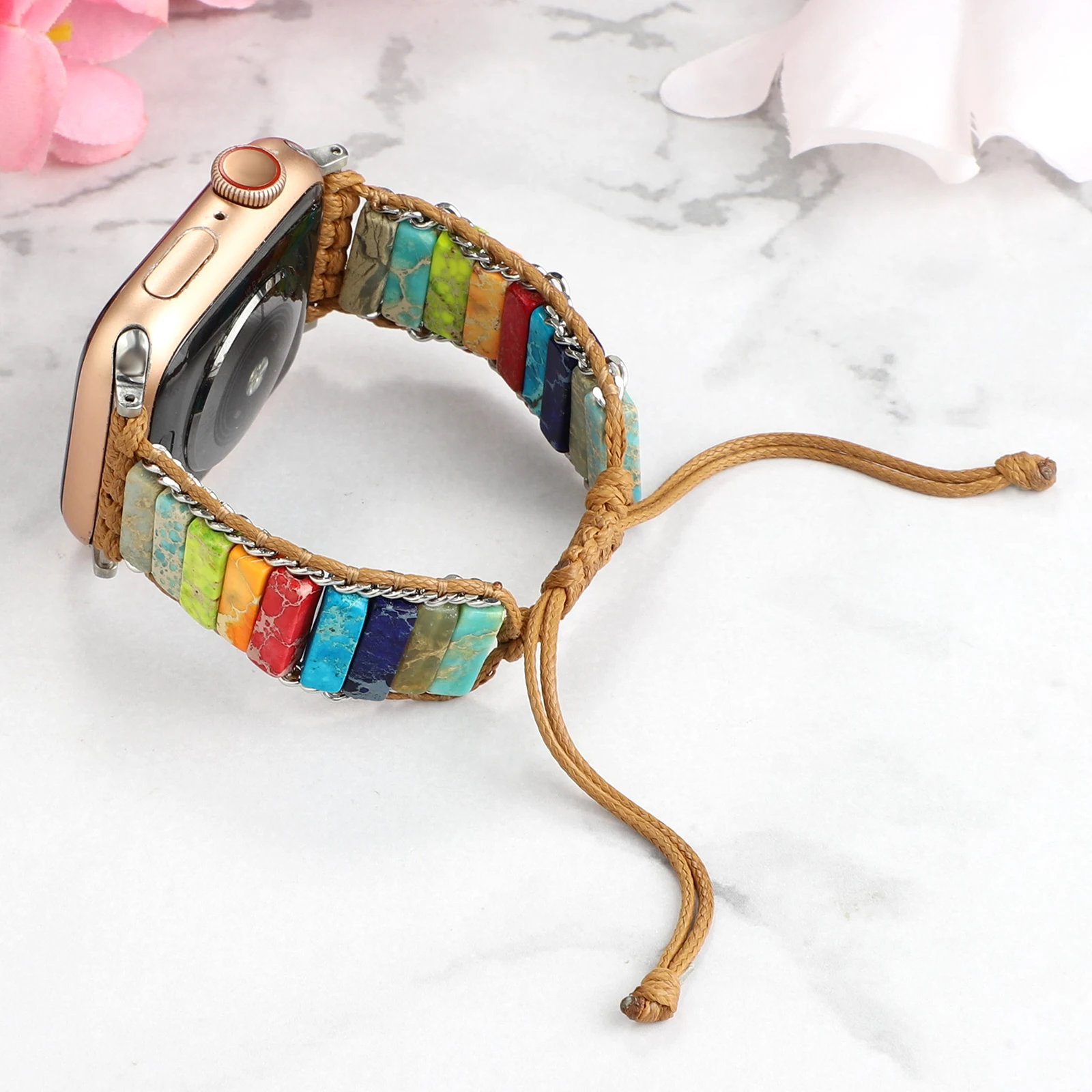 Bohemian Natural Strap For Apple Watch Ultra 8 7 6 5 4 3 SE Women Braided Bracelet Band For iWatch 49mm 45mm 44mm 41mm 40mm Belt