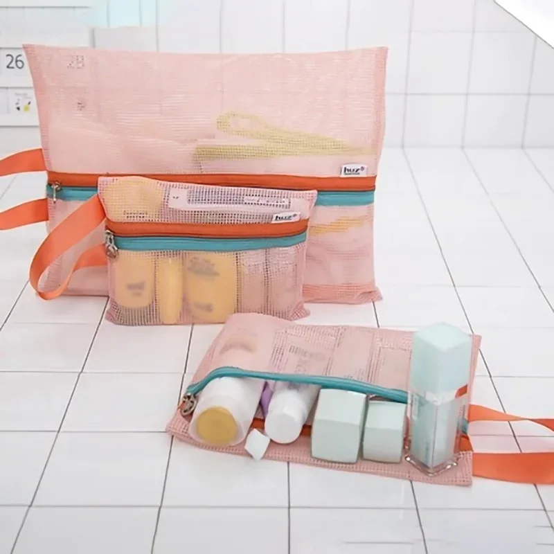 4pcs Travel Packing Organizer Set, Mesh Clothing Bags, Visible Luggage Suitcase Mesh Packing Cubes With Zipper Multi-Sizes Trips