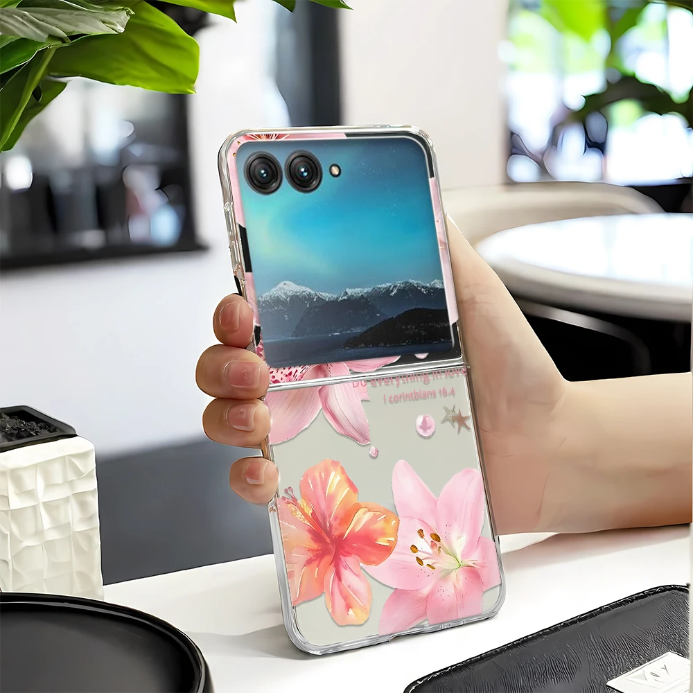 Fashion Pink Sakura Clear Folding Phone Case - Elegant Bumper Cover