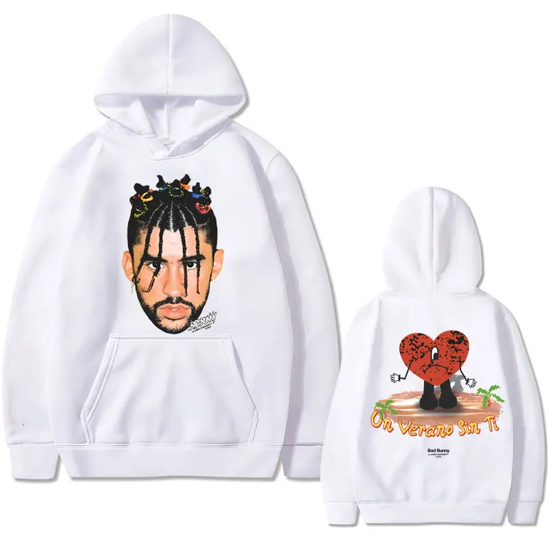 Rapper Bad Bunny Un Verano Sin Ti Album Graphic Hoodie Men Women Hip Hop Vintage Oversized Sweatshirt Male Fleece Cotton Hoodies