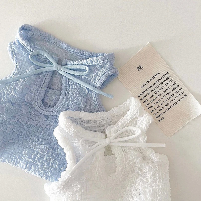 WhiteDogClothesTeddyBomeiSolidColorSuspendersSofterThanBears