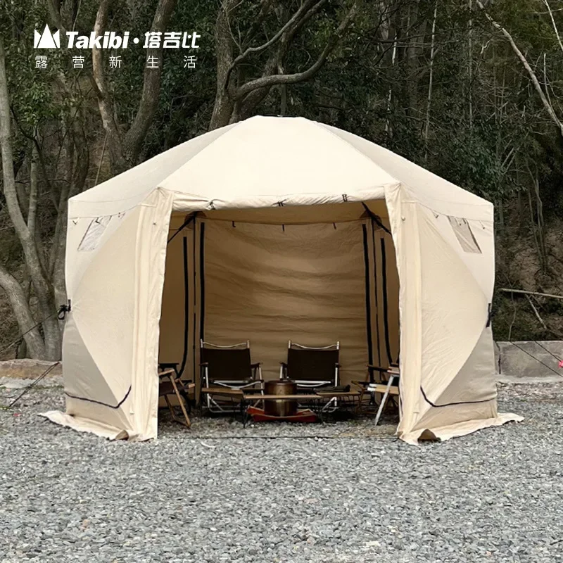 

Mongolian Tent Large Family Waterproof Camping Hut Campaign House Sun Shade Tent Flame Retardant Campfire Cotton Outdoor Party