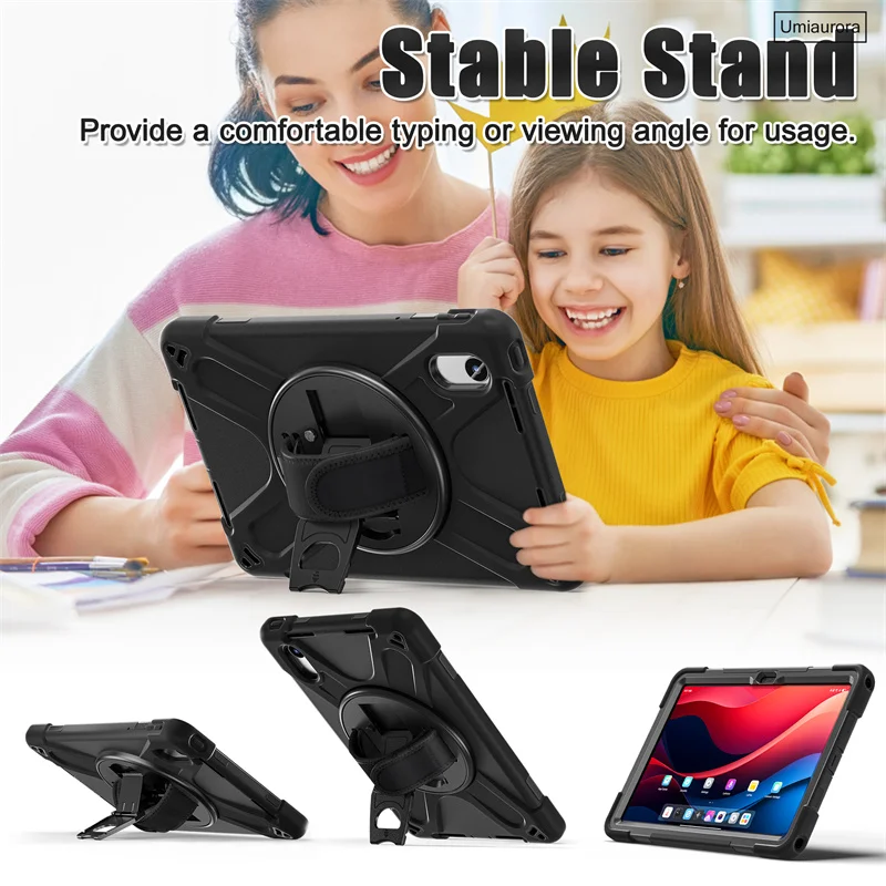 Heavy Duty Rugged Tablet Case with Stand and Strap - Shockproof