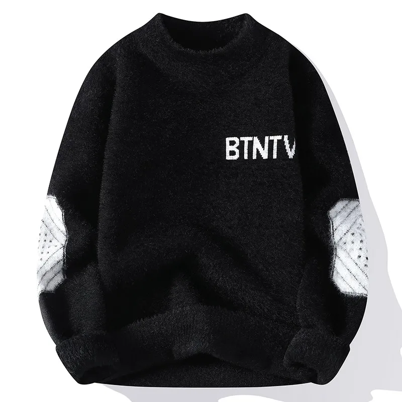 

Personalized Letter Fall Cashmere Sweater Men Half Turtleneck Mens Sweaters Top Quality Pull Homme Thick Warm Pullovers Male
