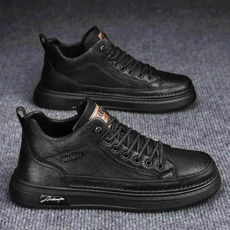 Plus Size Men's Shoes High-top Men's Sports Casual Shoes Cotton Shoes Top Layer Leather Combat Boots main image 1