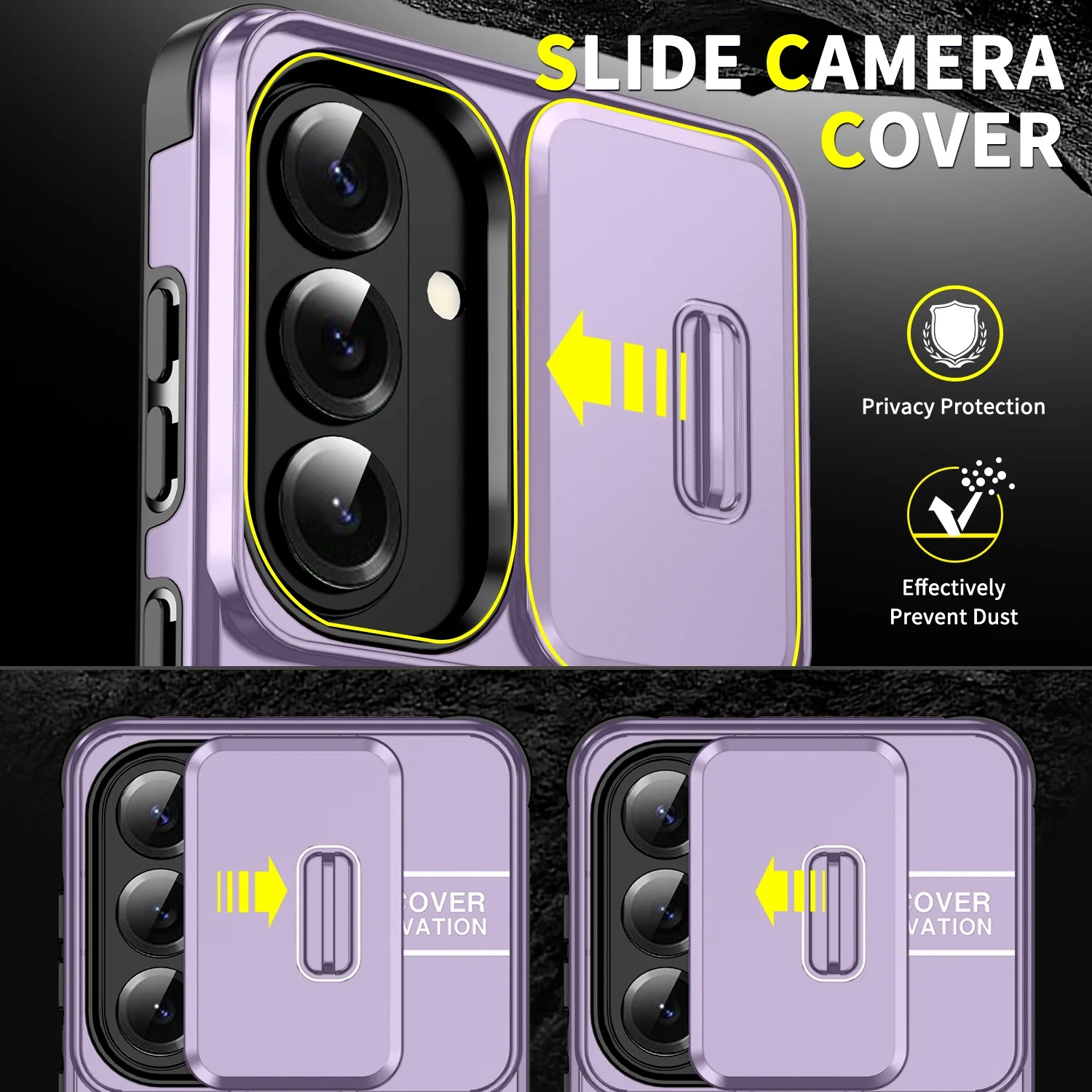 Magnetic Armor Case with 360° Rotating Bracket and Slide Camera Protection Cover