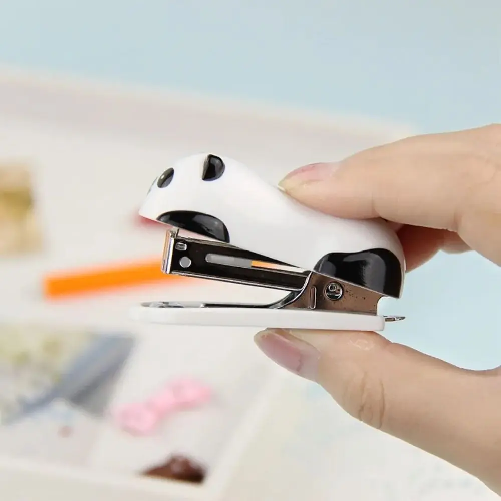 Cartoon Stapler Set Student Prize Mini Cute Paper Binding Panda Shaped Portable Book Binder Students