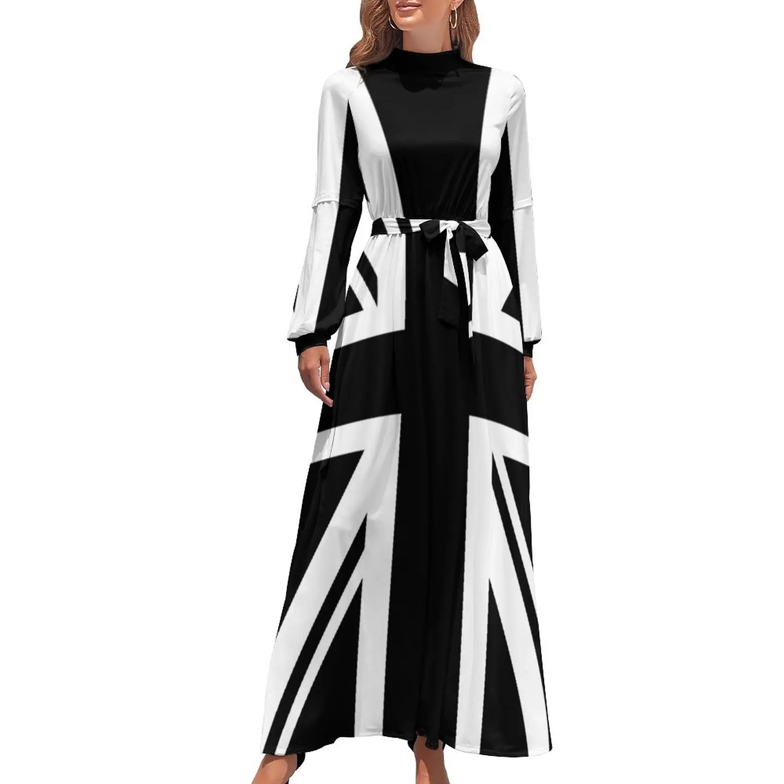 

Длинное платье Union Jack B & W, женские вечерние платья, Летнее Длинное Платье, женское платье