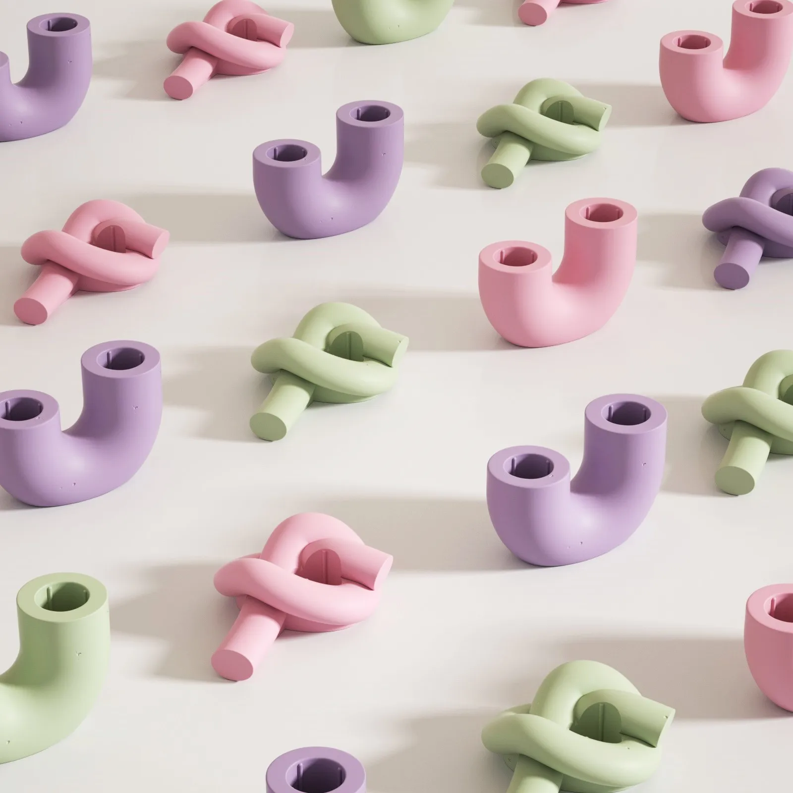 Knot Taper Candle Holder Silicone Mold for Concrete Cement Handmade Candlestick Jesmonite Mould Home Decoration