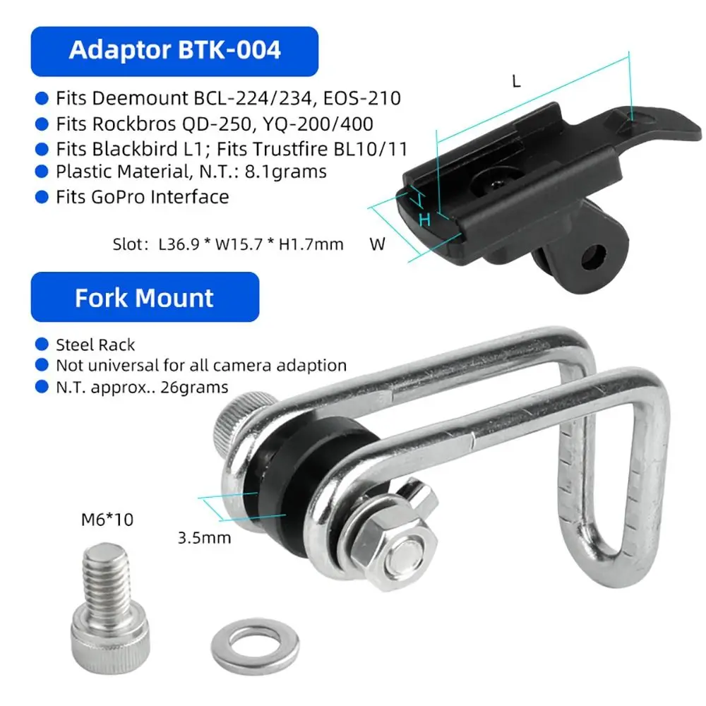 NONGYU Bike Headlight Stand Mount Secure Lamp Bracket Mount Your Front Light For QD250 YQ200400; BlackbirdL1;bl10/11