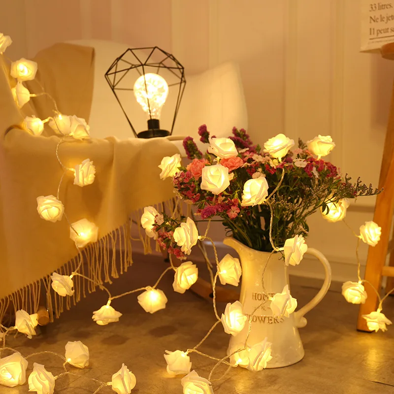 

Street Vendor Girl Heart Pink White Rose Light String Led Christmas Birthday Wedding Decoration Light String Small Night Light