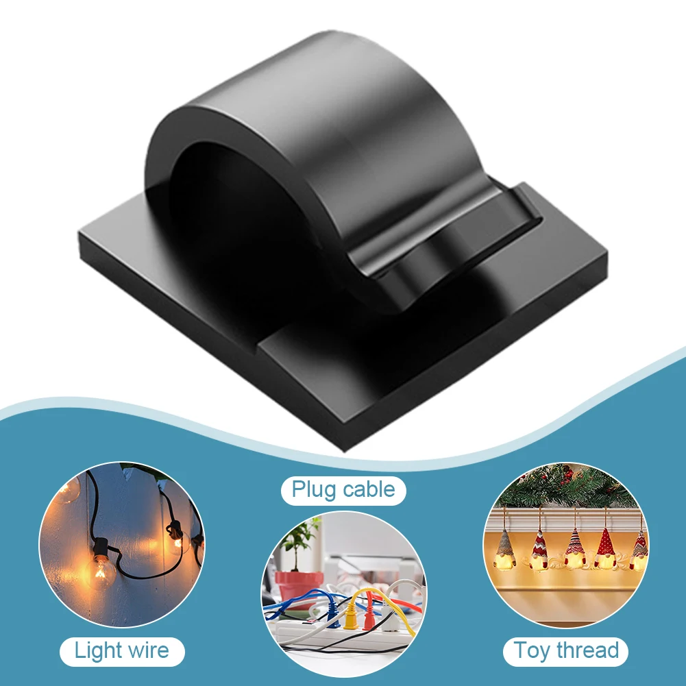 10pc Self-adhesive Cable Holder Fixer Clips Clamp Management Adhesive Ornament Hooks Rope Holders for Hanging Christmas Lights cable organizer cable clip cable clamp
