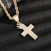 Direct Sale  Hip Hop 14k Gold Plated crown cross Zircon copper pendant charm 3