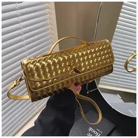 Elegant 2025 New Style Woven Dinner Bag Fashionable Precise Horizontal Handbag Single Shoulder Slant Cross Bag Breadstick Bag