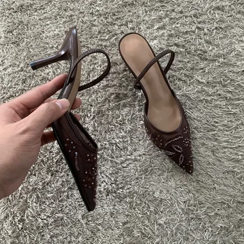 حذاء كعب نسائي سلينغباك مطرّز بالخرز لإطلالات المناسبات — صورة 7