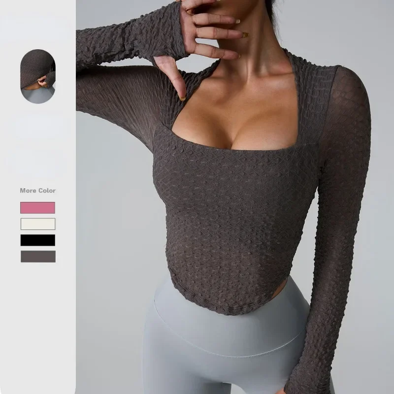 

Sports Top Woman Gym Yoga Shirts Fitness Clothes Wear Soft Slim Fit Long Sleeved With Thumb Holes Femme Workout Sweatshirts