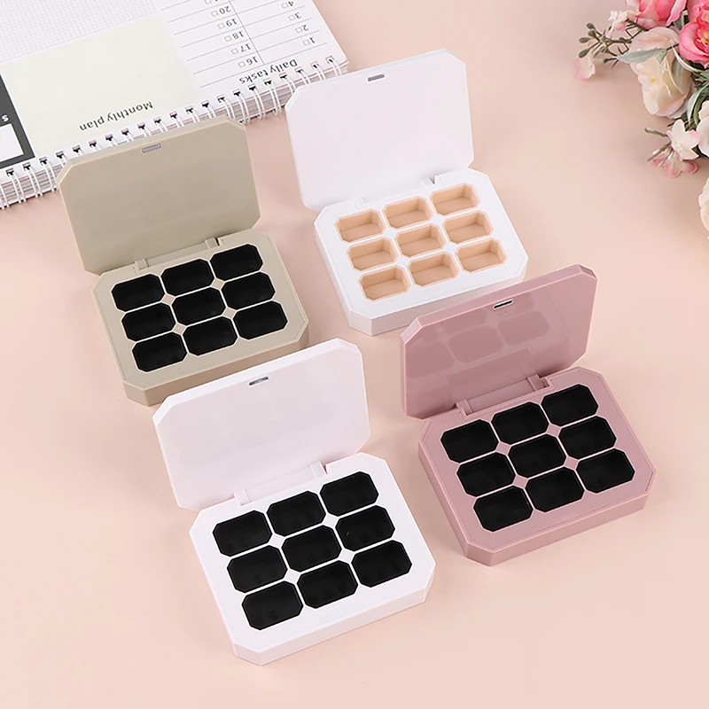 휴대용 플라스틱 사각 아이섀도우 케이스, 아이 메이크업 보관함, 빈 아이섀도우 접시, DIY 아이섀도우 팔레트, 9 그리드