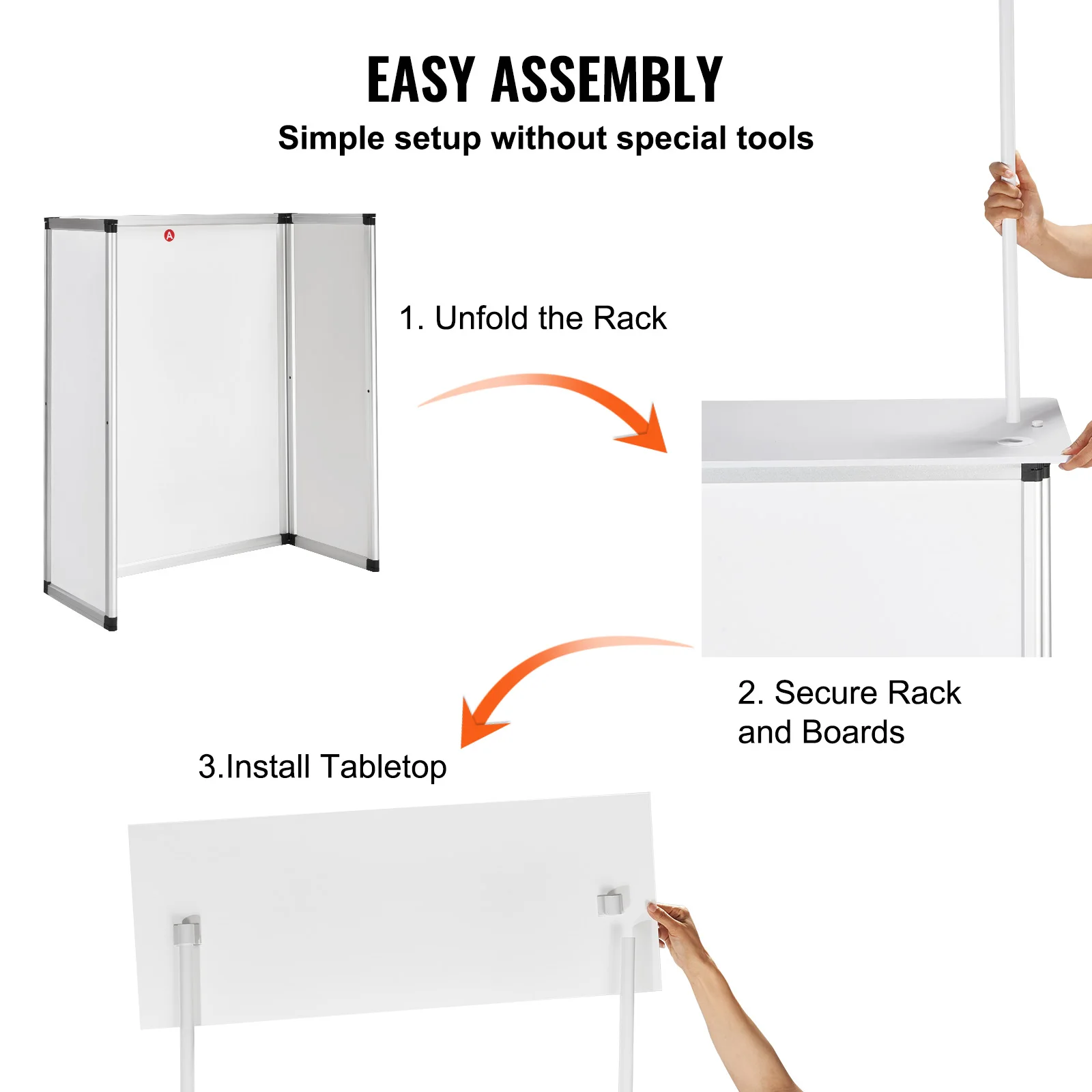 VEVOR Promotion Counter Table Portable Tradeshow Podium Table Display Exhibition Counter Stand Booth Fair  Pop Up Podium Table 4
