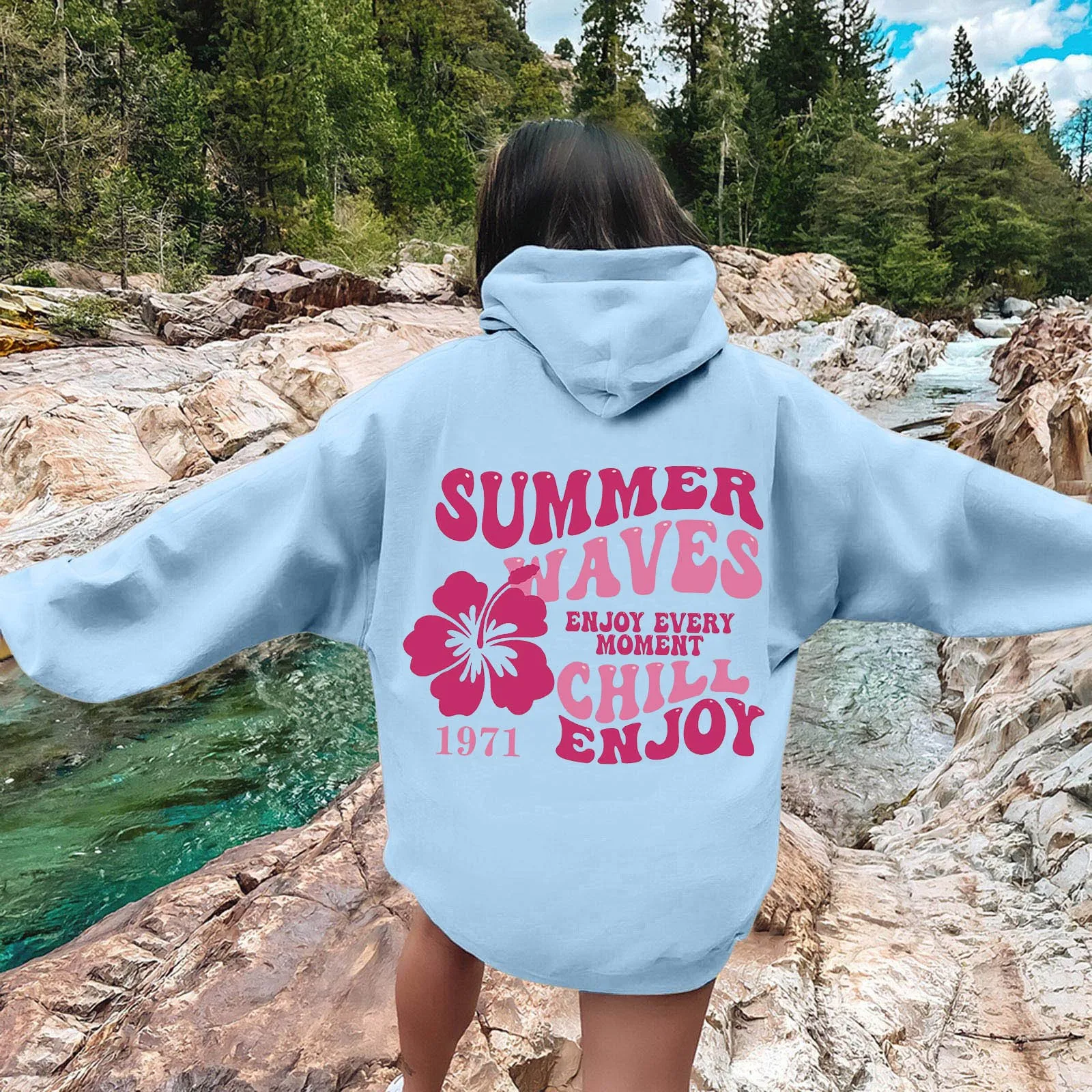 thumbnail image 1 of Sudadera con capucha para mujer, suéter de manga larga con letras estampadas, estética, 1 of 3