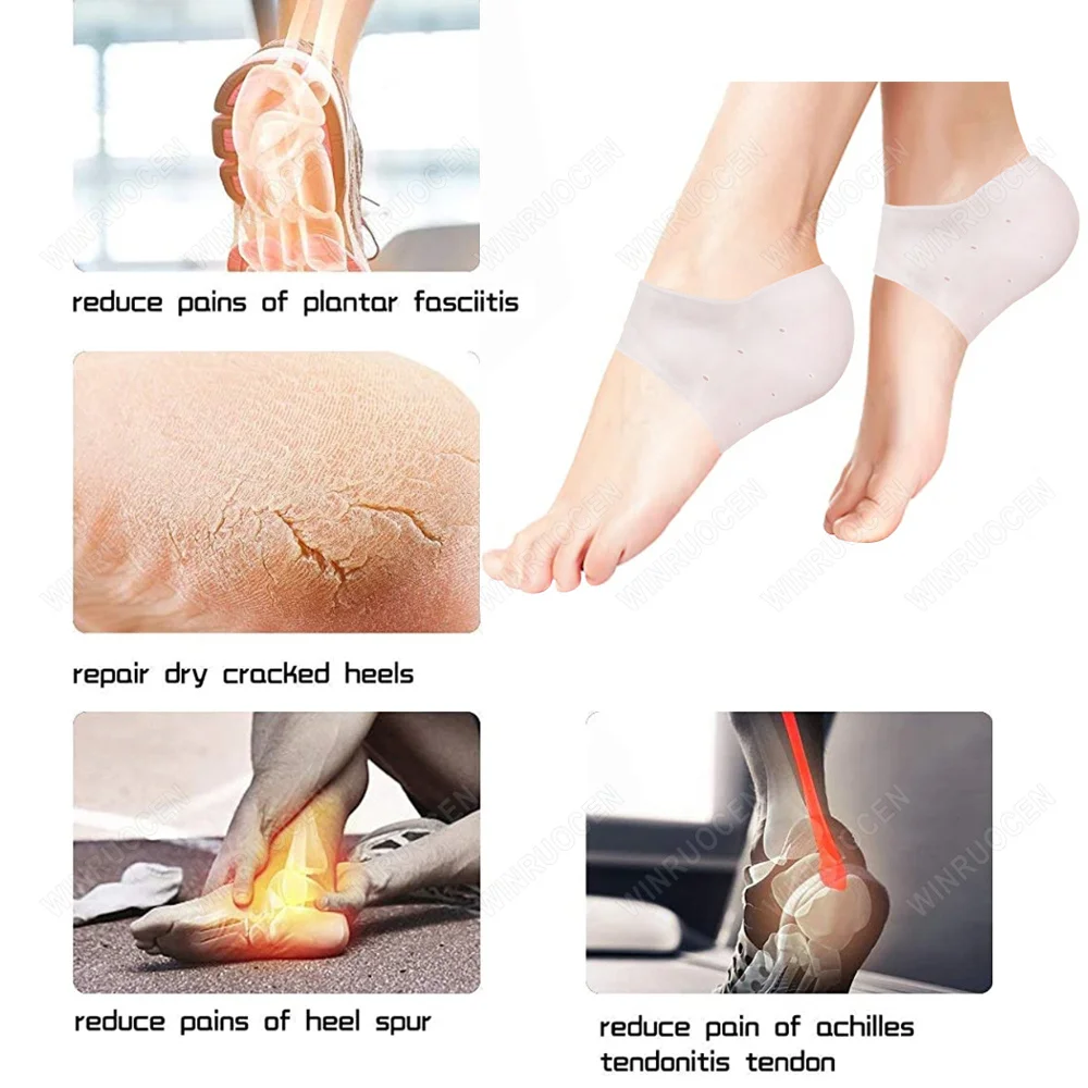 Buy DJ FINDER Silicone Gel Heel Pad Socks for Heel Swelling Pain Relief,  Anti Crack Dry Hard Cracked Heels Repair Cream Foot Care Ankle Support  Cushion for Men And Women (Full Heel