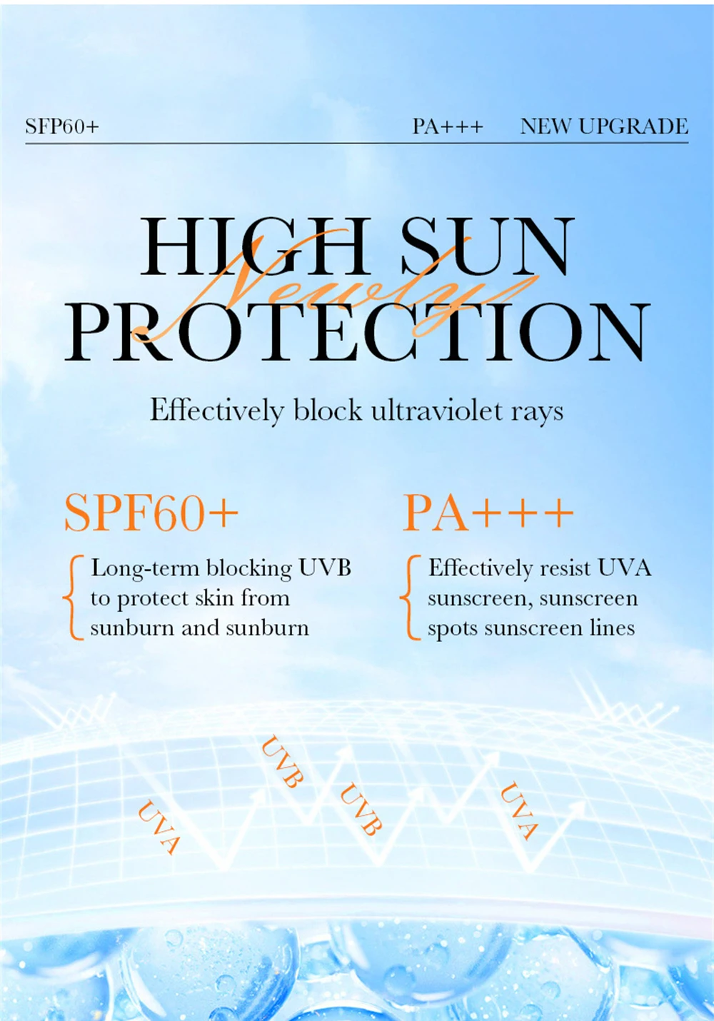 SPF60A+ Sunscreen Cream Gel Isolation Lotion Men Women Long Lsating Moisturizing Whitening Waterproof Protector Solar Cream Tool images - 6