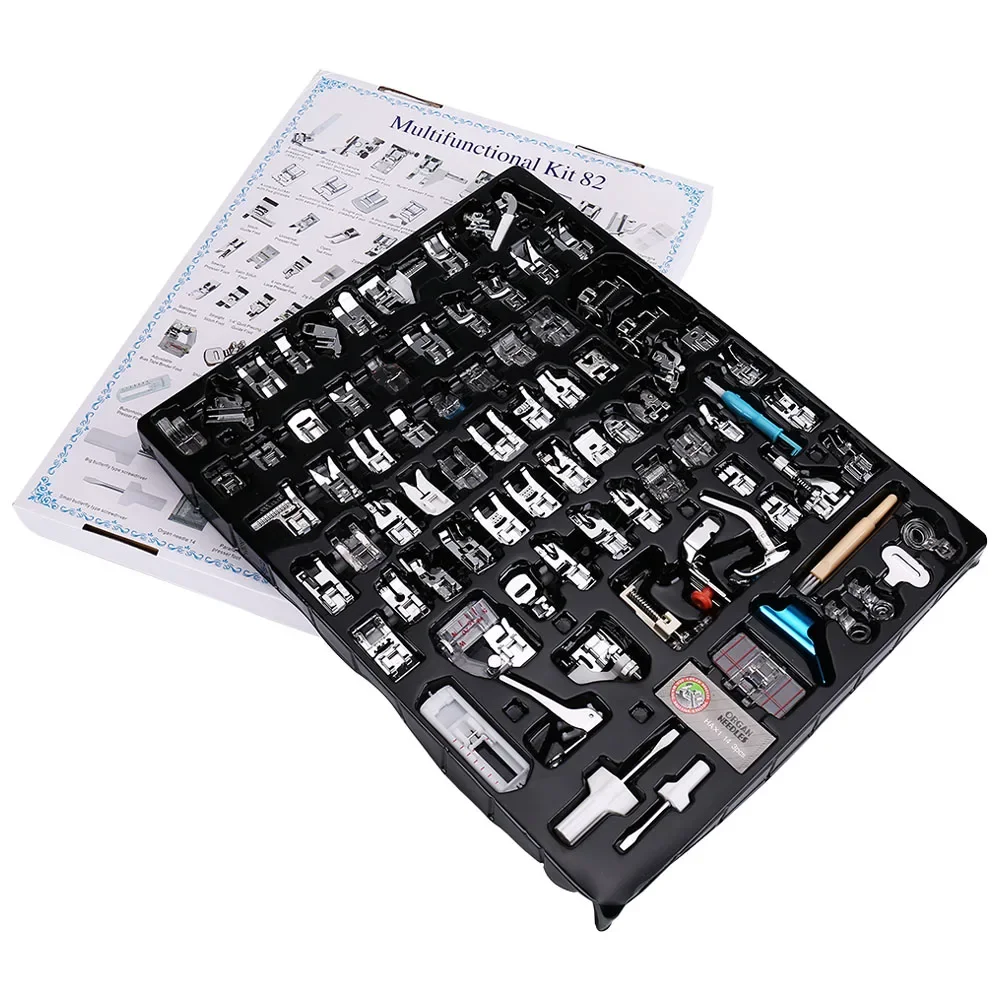 Sewing Supplies Sewing Machine Presser Foot 11-82pcs/Set Press For Brother Singer Kit Braiding Blind Stitch OverLock Zipper Ruler Parts