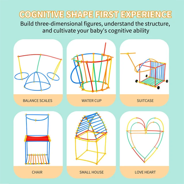 Construction Straws Connector Toys Engineering Castle Kit For Kids Reusable Straw Toy Set For Kids Creative Building Games For 2