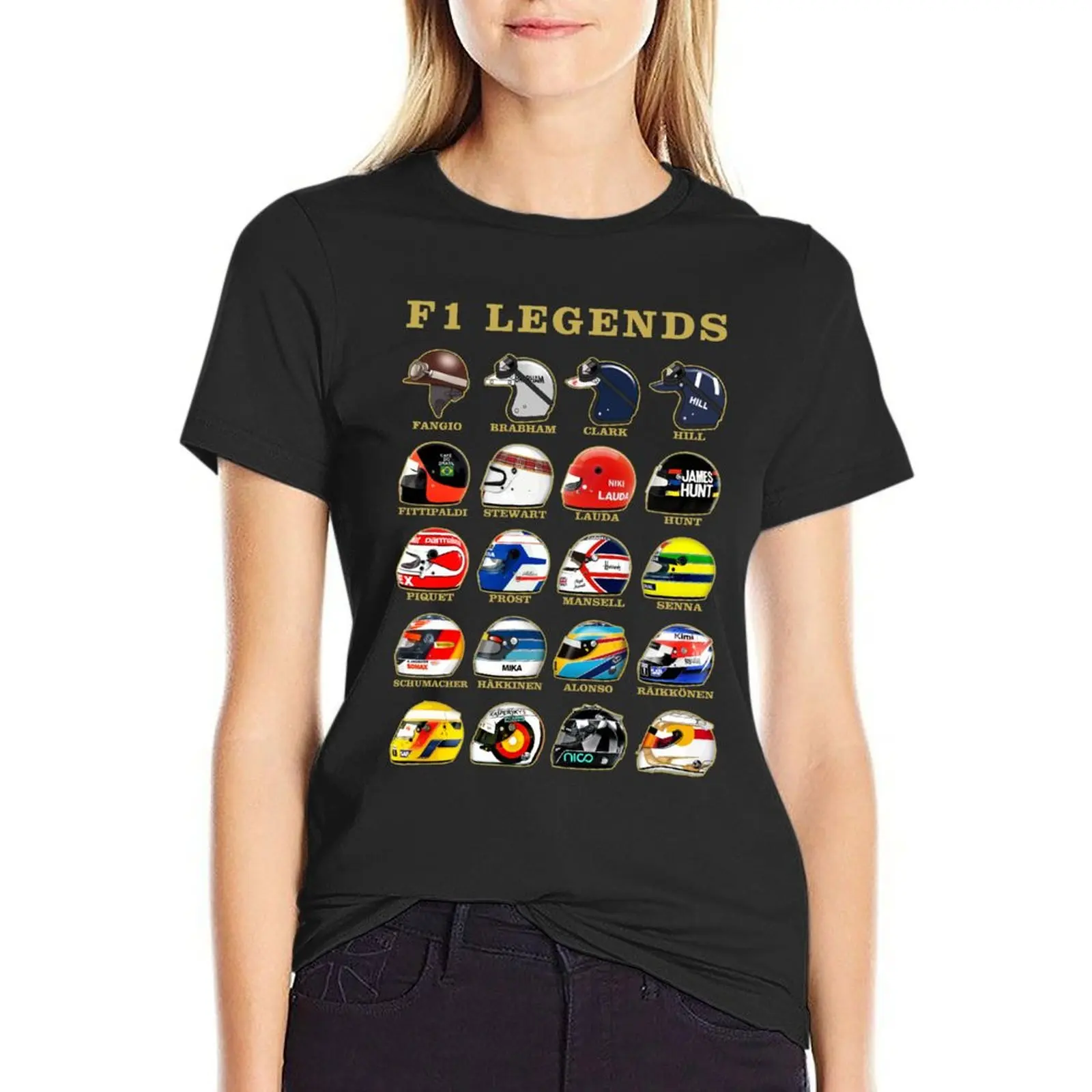 F1 Legends Helmets classic style T-Shirt graphics cute tops summer clothes quick drying Woman T-shirts