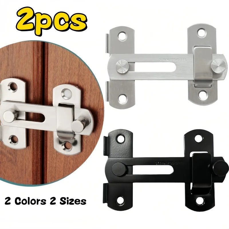 2Pcs Flip Gate Latches,Stainless Steel Sliding Barn Door Lock,Hardware Gate Latch for Fence Garage Garden Bathroom Pet Cage