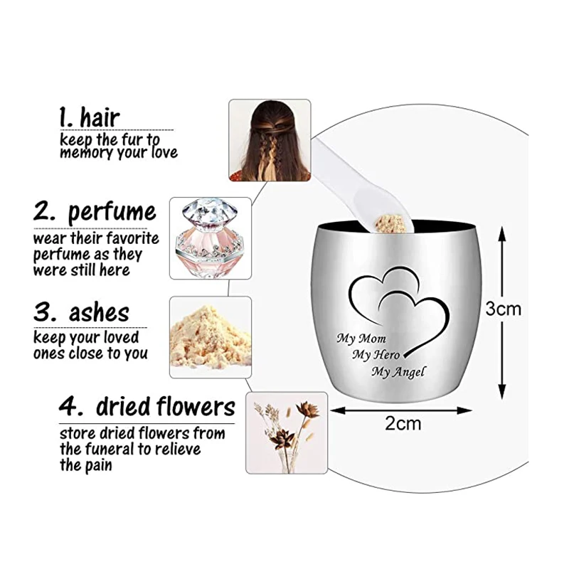 My Dad My Hero Angel Cremation Keepsake Urns for Human Stainless Steel Ashes Mini Memorial Urn Funeral Urns for Ashes cremation urn