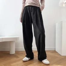 

cigarette wide-legged Autumn pipe high-waisted trousers loose vertical tube mop floor suit trousers