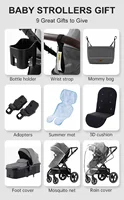 Poussette 3-en-1 pour bébé, poignée réversible, pliage en une seule étape, cadre en aluminium, ensemble 3 pièces, poussette à quatre roues 2