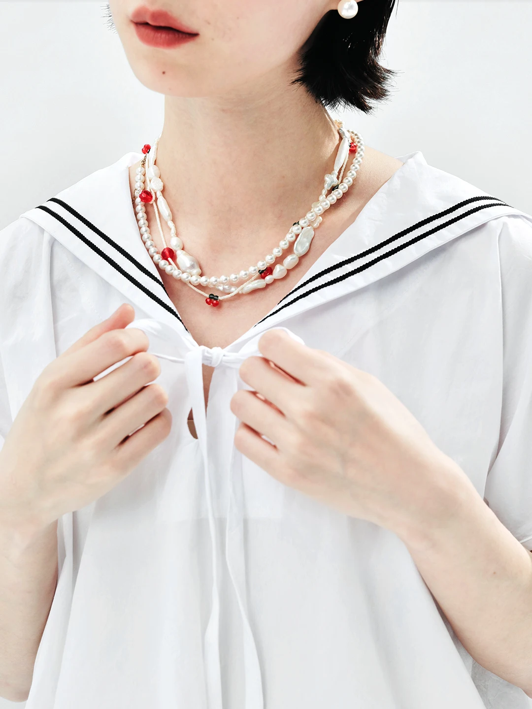 

imakokoni 2024 summer original design literary cotton niche navy collar shirt for women 244581
