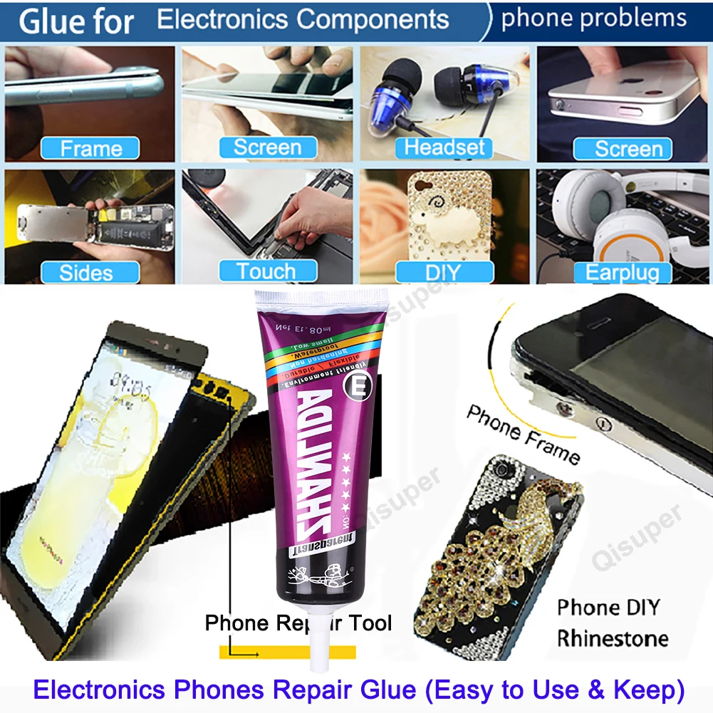 Clear Glue Phone Speaker Electronics Display Rhinestone Fabric Crafting DIY Textile Super Plastic Model Miniature Adhesive b7000 5