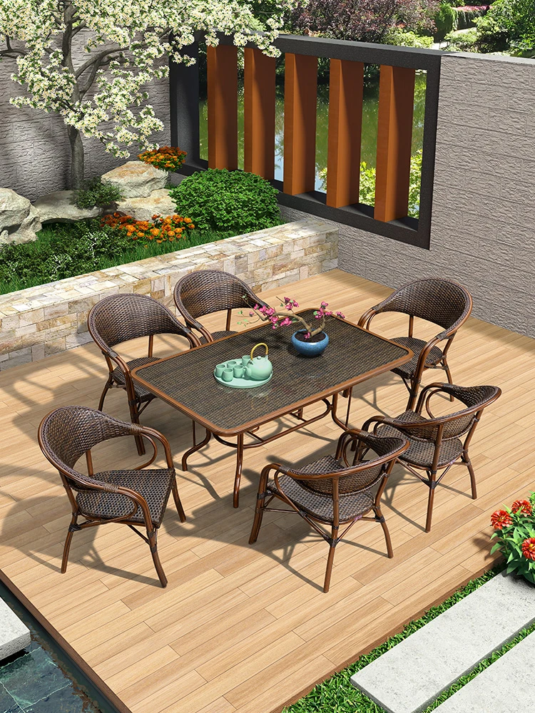 outdoor rattan chair garden courtyard dining table chair Teng chair set